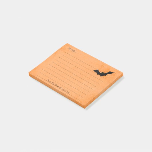 Halloween Bat Silhouette over Oranje, gelinkt Post-it® Notes (Schuin)