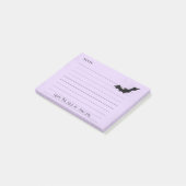 Halloween Bat Silhouette over Paars gelamineerd Post-it® Notes (Schuin)
