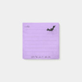Halloween Bat Silhouette over Paars gelamineerd Post-it® Notes (Voorkant)