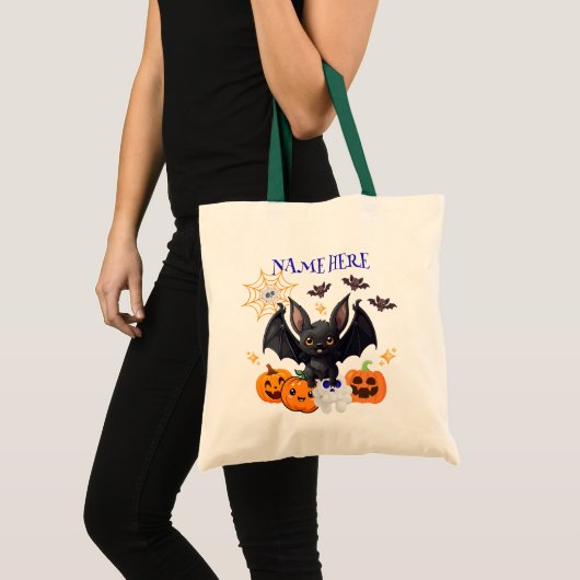 Halloween Bat Snoep Canvas tas v1 (Voorkant (product))