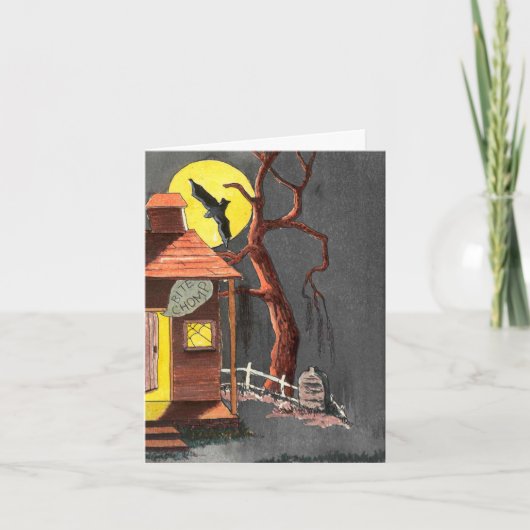 Halloween Bat Tombstone Haunted House Card Kaart (Voorkant)