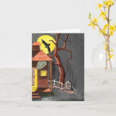 Halloween Bat Tombstone Haunted House Card Kaart (Gele Bloem)
