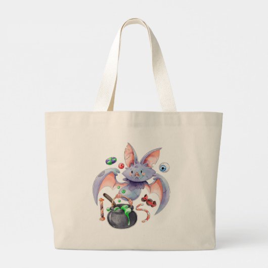 Halloween Bat Trick or treat Canvas tas (Achterkant)