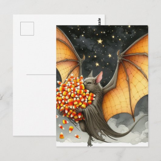 Halloween Bat With Candy Briefkaart (Voorkant / Achterkant)
