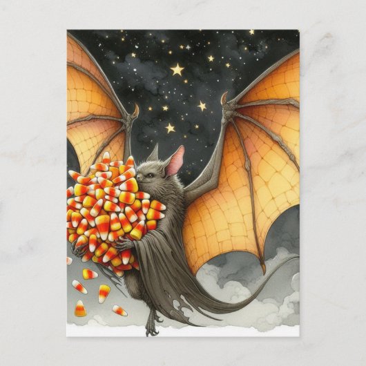 Halloween Bat With Candy Briefkaart (Voorkant)