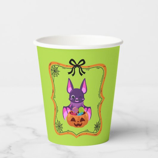 Halloween Bat With Candy Papieren Bekers (Voorkant)