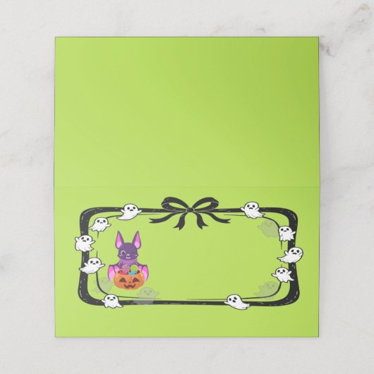 Halloween Bat With Candy Plaatskaartje (Buitenkant ongevouwen)