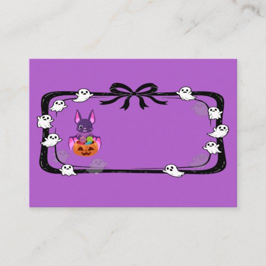 Halloween Bat With Candy Purple Plaatskaartje (Voorkant)