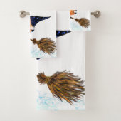 Halloween Bath Towels Witch Pumpkin Flying Broom Bad Handdoek (Insitu)