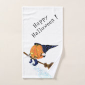 Halloween Bath Towels Witch Pumpkin Flying Broom Bad Handdoek (Handdoek)