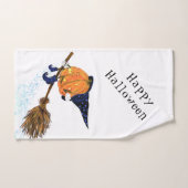 Halloween Bath Towels Witch Pumpkin Flying Broom Bad Handdoek (Handdoek)