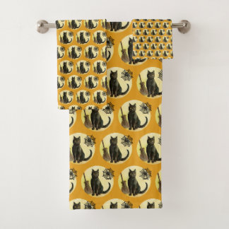 Halloween Bathroom Decor Black Cat Spider Bad Handdoek
