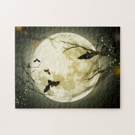 Halloween Bats and Birds Moon Legpuzzel (Horizontaal)