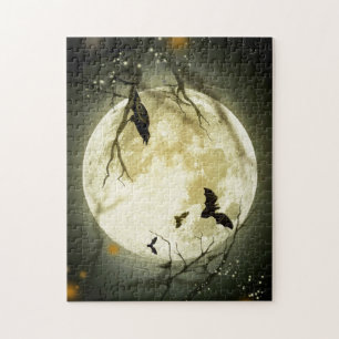 Halloween Bats and Birds Moon Legpuzzel