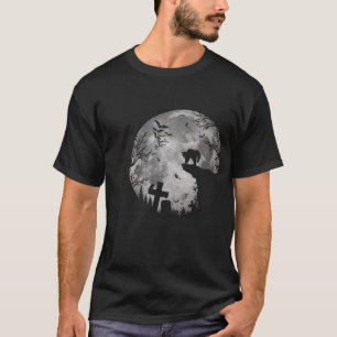 Halloween Bats and Black Cats Witchs Red Moon tric T-shirt