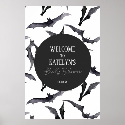 Halloween Bats Baby shower Welkomstbord Poster (Voorkant)
