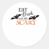 Halloween Bats Be Scary Funny Meme Ronde Sticker (Voorkant)