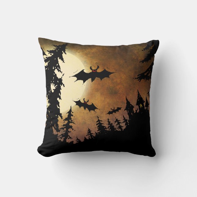 Halloween Bats, Castle en Moon Kussen (Voorkant)