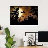Halloween Bats, Castle en Moon Poster (Thuiskantoor)