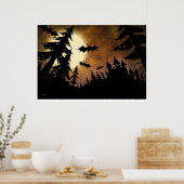 Halloween Bats, Castle en Moon Poster (Keuken)
