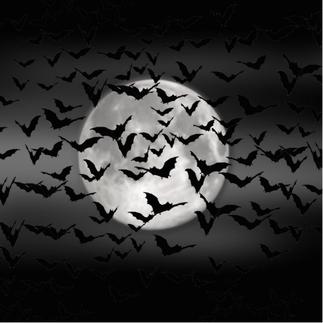 Halloween Bats en een volle maan Staand Fotobeeldje (Voorkant)