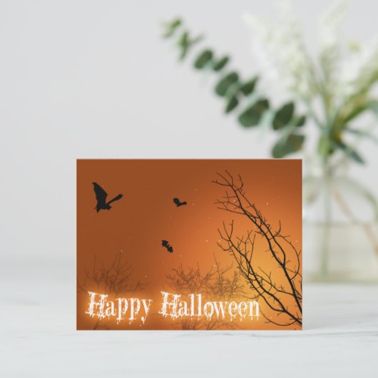 Halloween Bats en Trees Briefkaart (Staand voorkant)