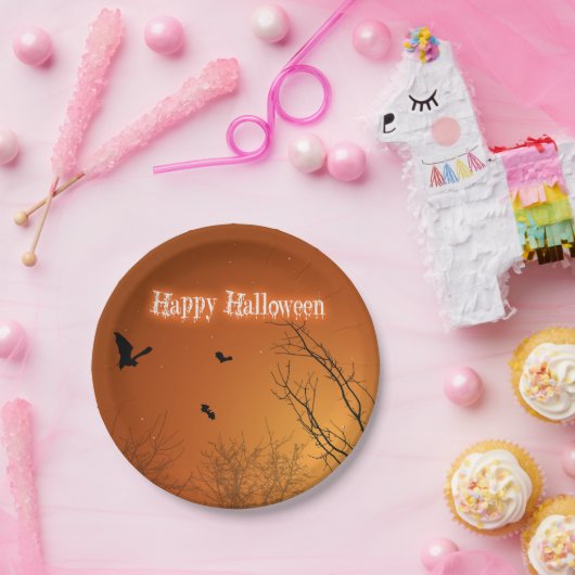 Halloween Bats en Trees Papieren Bordje (Feest)