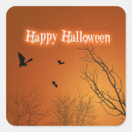 Halloween Bats en Trees Vierkante Sticker