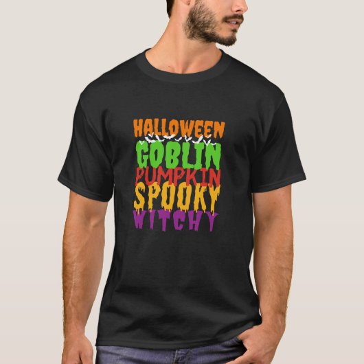 Halloween Bats Goblin Pumpkin Spooky Witch Fun Sca T-shirt (Voorkant)