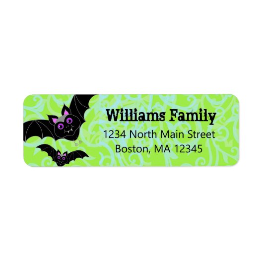 Halloween Bats Green Return-adres Etiket (Voorkant)