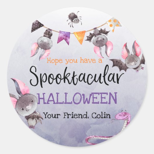 Halloween Bats Happy Halloween Ronde Sticker (Voorkant)