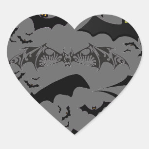 Halloween Bats Hart Sticker