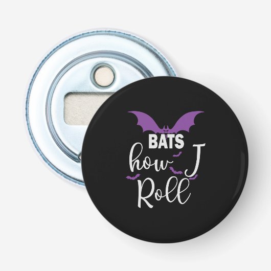 Halloween Bats How I Roll Birthday Button Flesopener (Voorkant)
