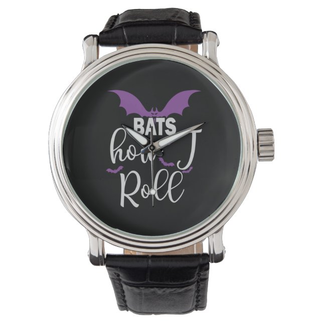 Halloween Bats How I Roll Birthday Horloge (Voorkant)