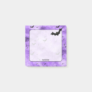 Halloween Bats Jouw naam op Paarse grunge Post-it® Notes