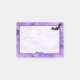 Halloween Bats Jouw naam op Paarse grunge Post-it® Notes