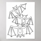 Halloween Bats Kleurplaat Kunst Poster (Voorkant)
