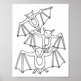 Halloween Bats Kleurplaat Kunst Poster