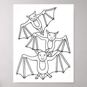 Halloween Bats Kleurplaat Kunst Poster