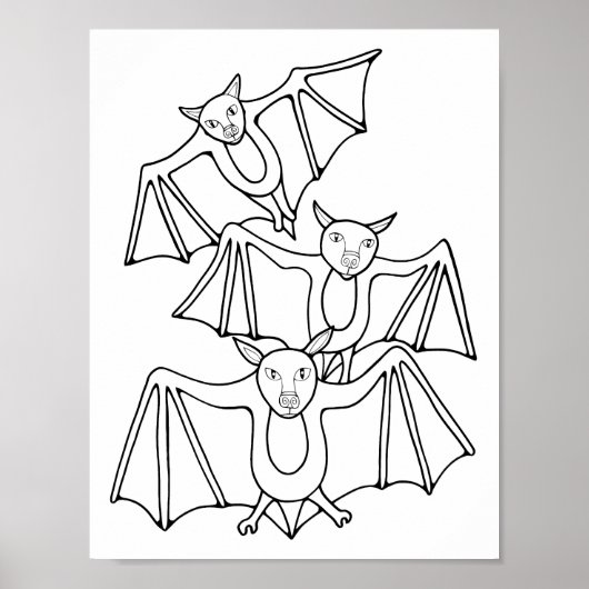 Halloween Bats Kleurplaat Kunst Poster (Voorkant)