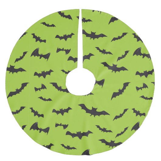 Halloween Bats on Lime Green Kerstboom Rok (Voorkant)