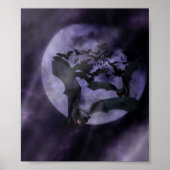 Halloween Bats op Full Moon Night Poster (Voorkant)