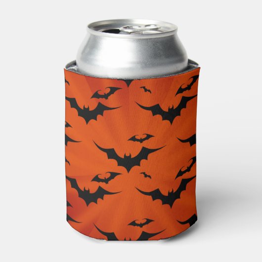 Halloween Bats op Oranje achtergrond Blikjeskoeler (Blikje Voorkant)