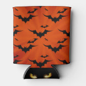 Halloween Bats op Oranje achtergrond Blikjeskoeler (Voorkant)