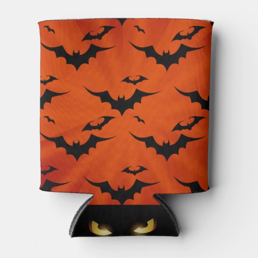Halloween Bats op Oranje achtergrond Blikjeskoeler (Voorkant)