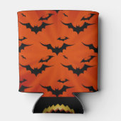 Halloween Bats op Oranje achtergrond Blikjeskoeler (Achterkant)