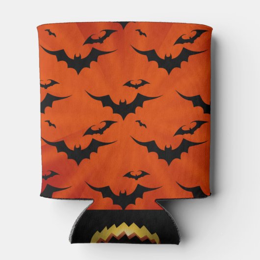 Halloween Bats op Oranje achtergrond Blikjeskoeler (Achterkant)