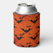 Halloween Bats op Oranje achtergrond Blikjeskoeler (Blikje Achterkant)