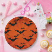 Halloween Bats op Oranje achtergrond Papieren Bordje (Feest)