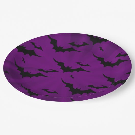 Halloween Bats op Paarse achtergrond Papieren Bordje (Gekanteld)